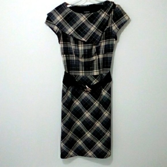 Le Chateau black silver plaid dress - Picture 1 of 7